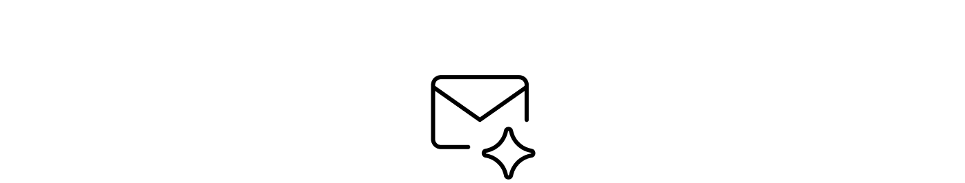 Simple black outline of an envelope with a star icon at the bottom center, on a plain white background.