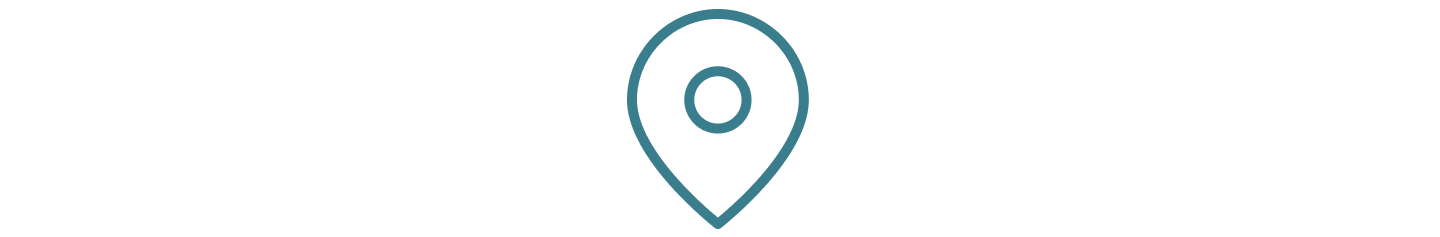 A simple blue location pin icon with a circular center on a white background.